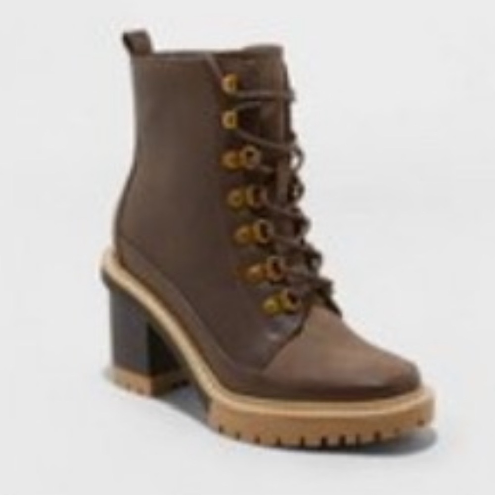 Brown Lace-Up Ankle Boots